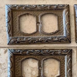 Decorative antiqued metal duplex outlet covers